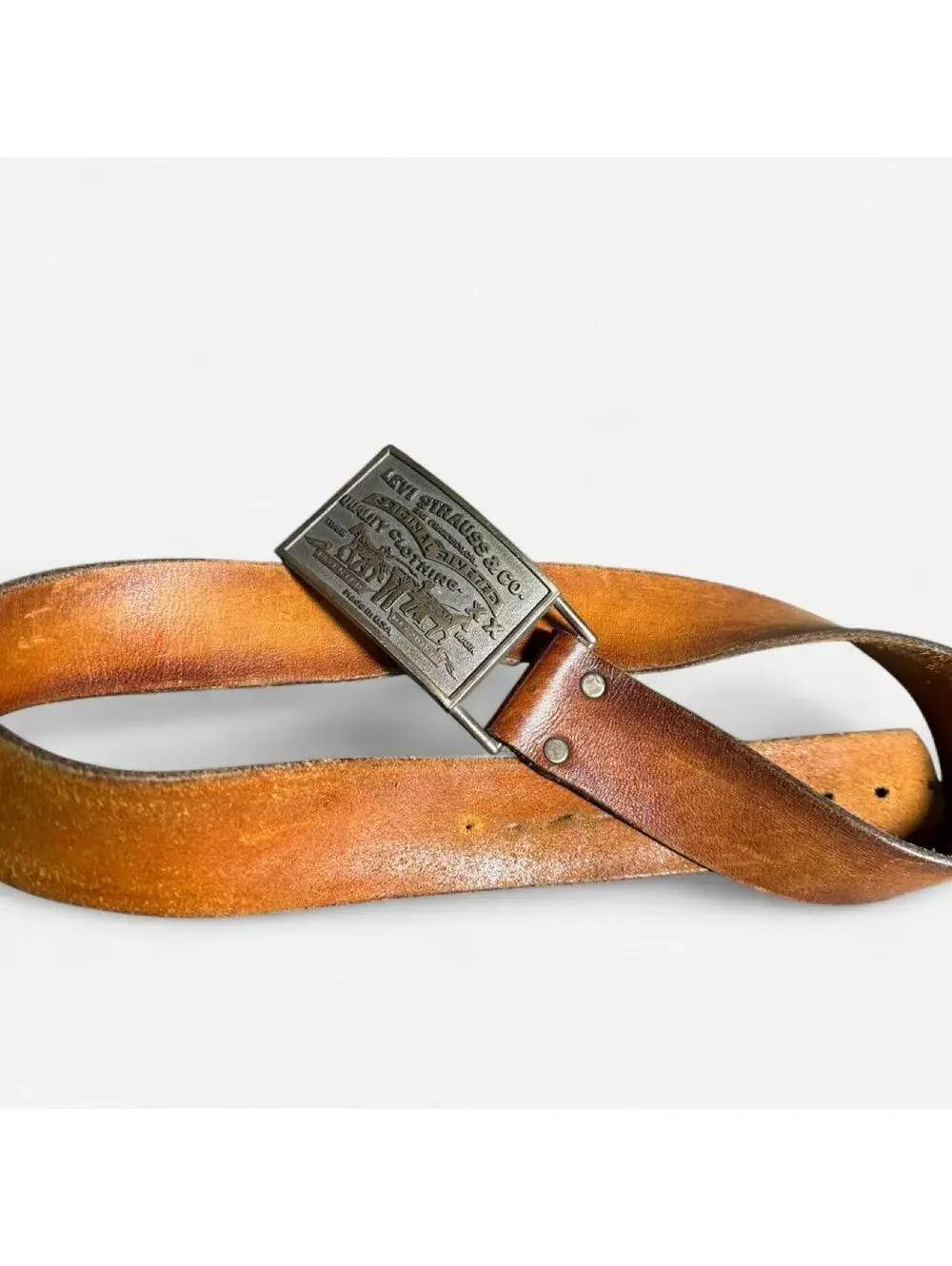 Vintage 1970s Levi's Style 1267-3 Latigo Leather Belt 34 Made in USA Two Horse